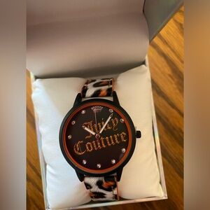 Juicy Couture Black Label Los Angeles Animal Print Orange And Black Watch